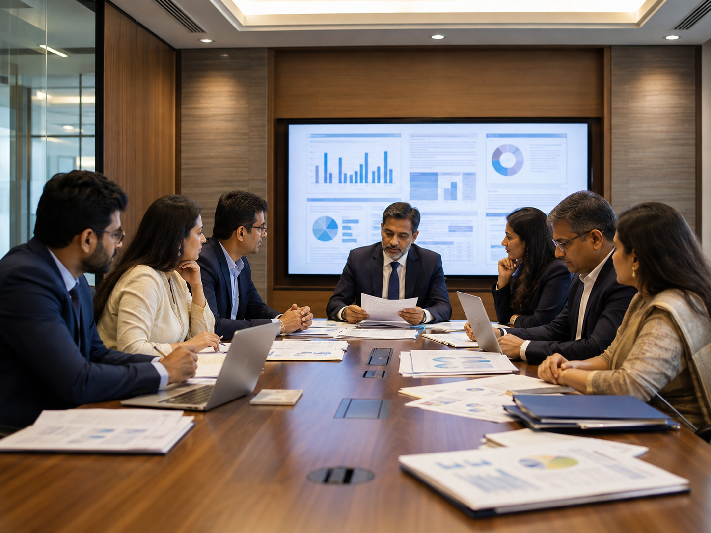 Procurement team reviewing government tender specifications