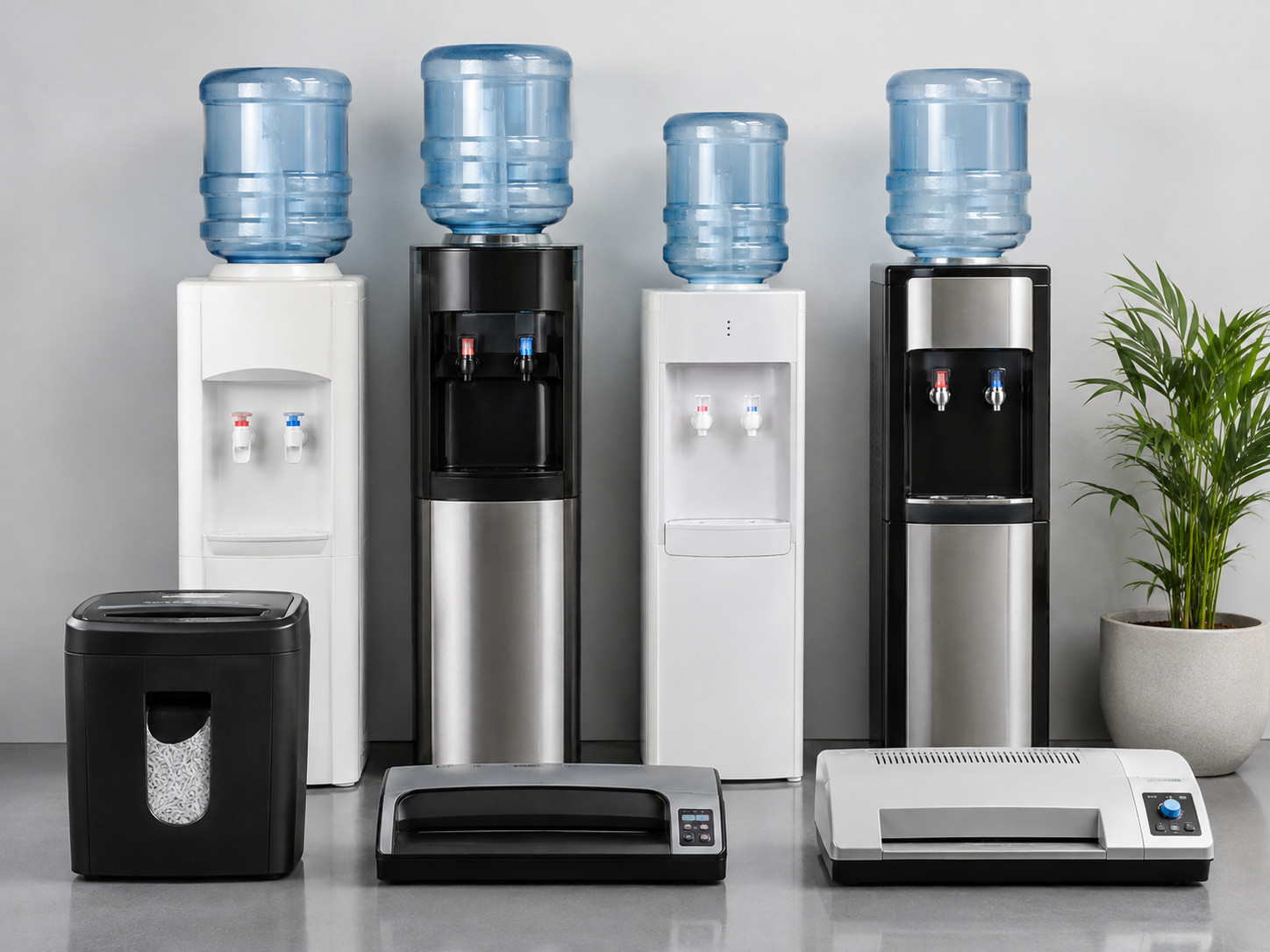 Commercial water dispensers, paper shredders and laminating machines