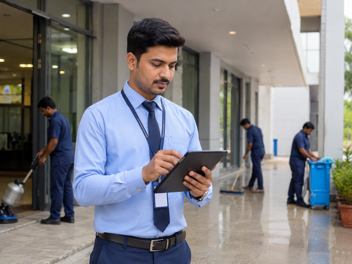 Field supervisor managing staff attendance and shift tasks