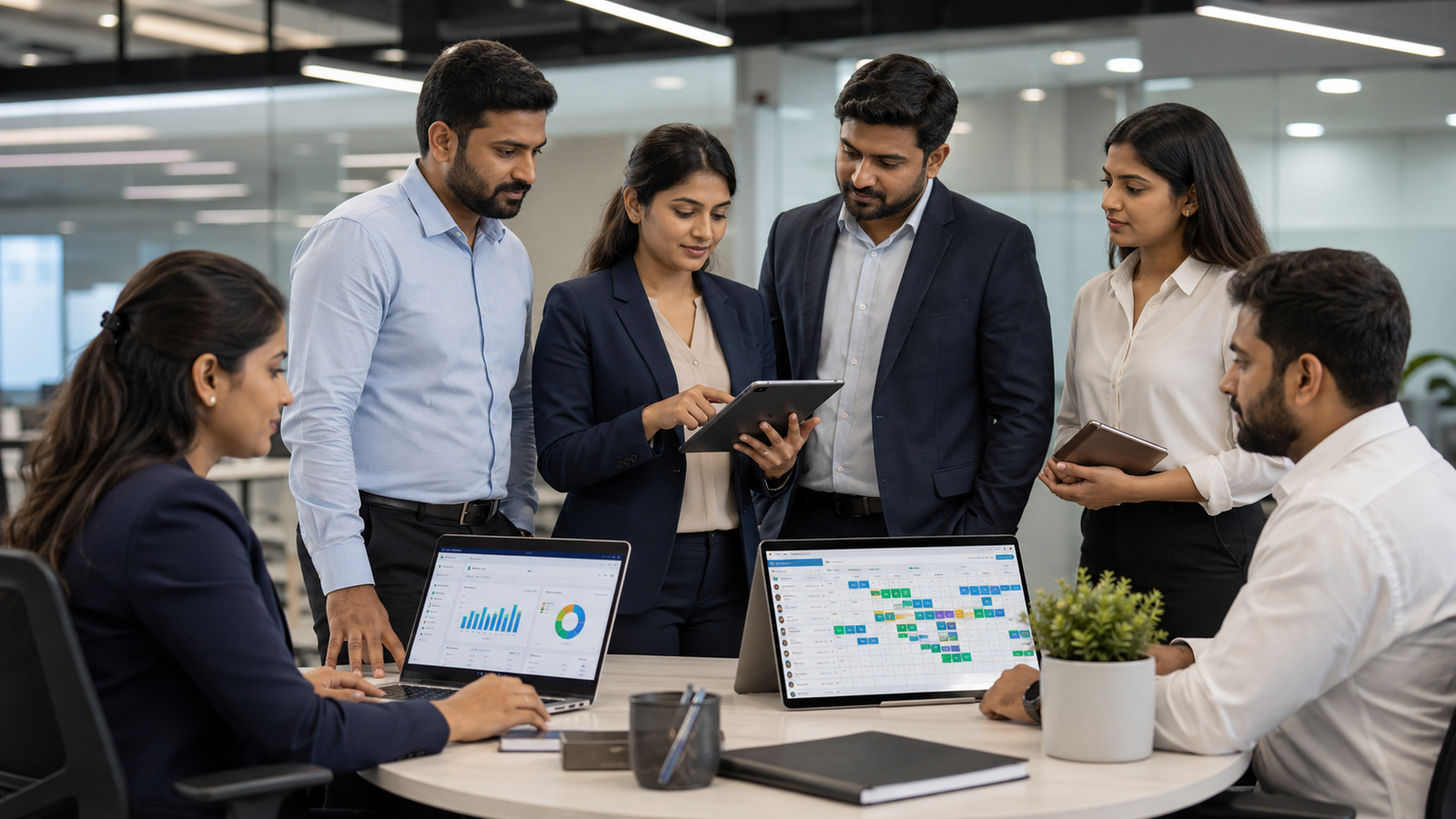 Operations team coordinating workforce shifts and staff allocation